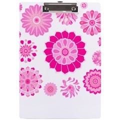 Flower Pattern T- Shirt Pink Psychedelic Floral Power Pattern T- Shirt A4 Acrylic Clipboard by EnriqueJohnson