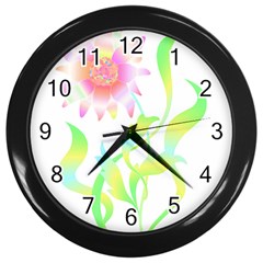 Flower Pattern T- Shirtflower T- Shirt Wall Clock (black) by EnriqueJohnson