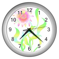 Flower Pattern T- Shirtflower T- Shirt Wall Clock (silver) by EnriqueJohnson