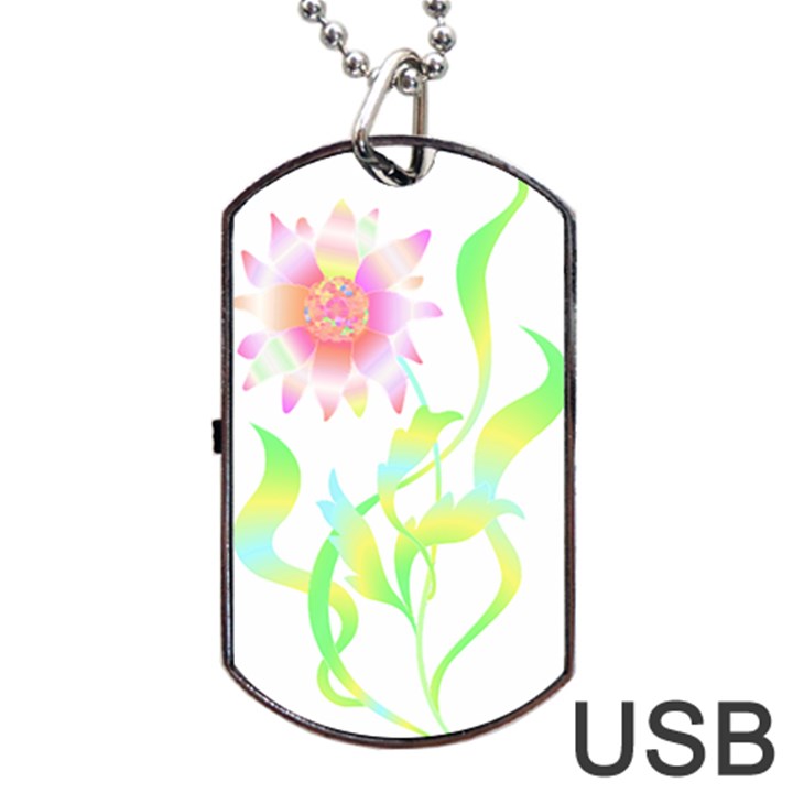 Flower Pattern T- Shirtflower T- Shirt Dog Tag USB Flash (Two Sides)