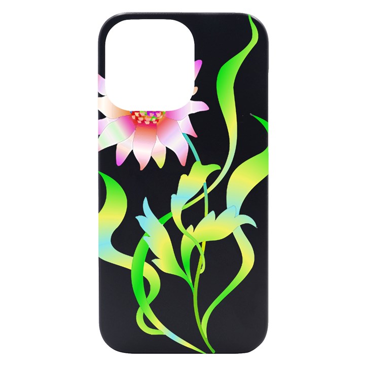 Flower Pattern T- Shirtflower T- Shirt iPhone 14 Pro Max Black UV Print Case