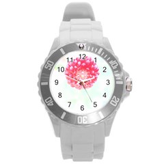 Flower T- Shirtflower T- Shirt Round Plastic Sport Watch (L)