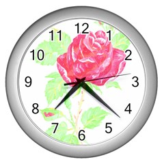 Flowers Art T- Shirtflower T- Shirt (1) Wall Clock (silver) by EnriqueJohnson