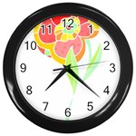 Flowers Art T- Shirtflower T- Shirt (2) Wall Clock (Black) Front