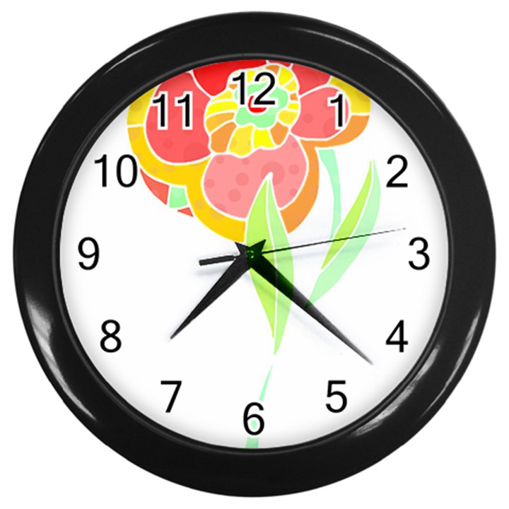 Flowers Art T- Shirtflower T- Shirt (2) Wall Clock (Black)