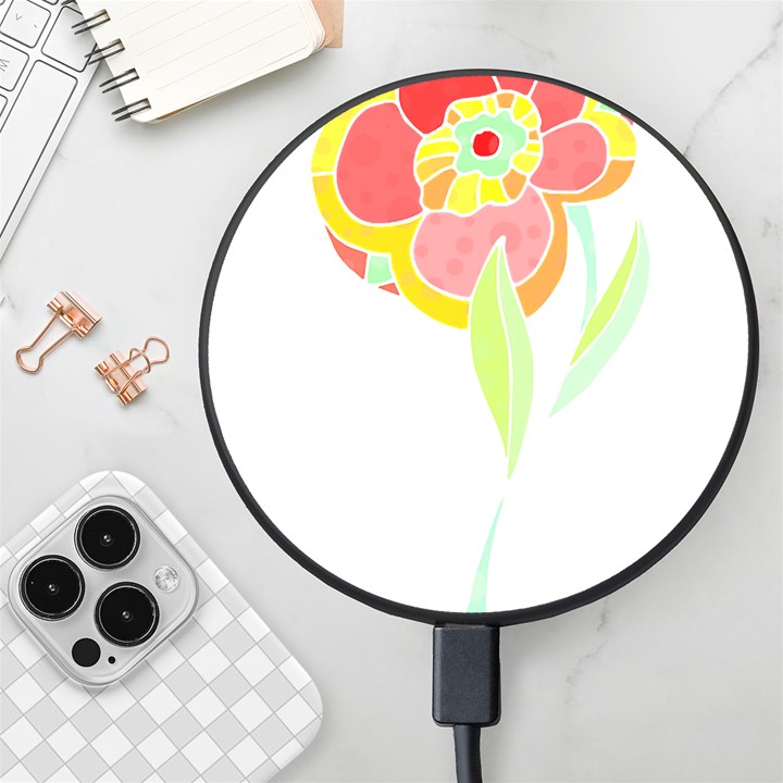 Flowers Art T- Shirtflower T- Shirt (2) Wireless Fast Charger(Black)