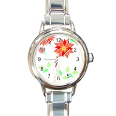 Flowers Art T- Shirtflowers T- Shirt (2) Round Italian Charm Watch by EnriqueJohnson