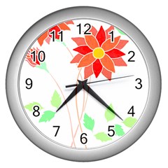 Flowers Art T- Shirtflowers T- Shirt (2) Wall Clock (silver) by EnriqueJohnson