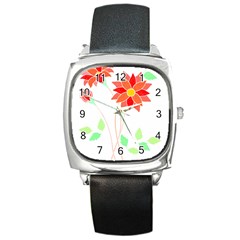 Flowers Art T- Shirtflowers T- Shirt (2) Square Metal Watch by EnriqueJohnson