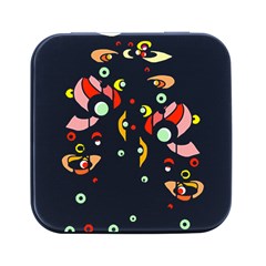 Flowers Art T- Shirtflowers T- Shirt (6) Square Metal Box (black)