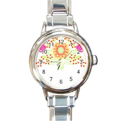 Flowers Art T- Shirtflowers T- Shirt (7) Round Italian Charm Watch by EnriqueJohnson