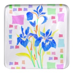 Flowers Art T- Shirtflowers T- Shirt (8) Square Glass Fridge Magnet (4 Pack)