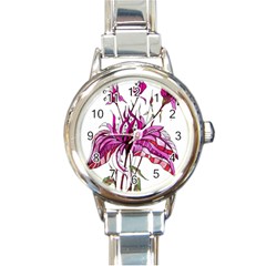 Flowers Art T- Shirtflowers T- Shirt (10) Round Italian Charm Watch by EnriqueJohnson