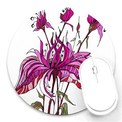 Flowers Art T- Shirtflowers T- Shirt (10) Round Mousepad by EnriqueJohnson