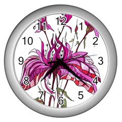 Flowers Art T- Shirtflowers T- Shirt (10) Wall Clock (silver) by EnriqueJohnson