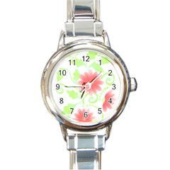 Flowers Art T- Shirtflowers T- Shirt (11) Round Italian Charm Watch by EnriqueJohnson