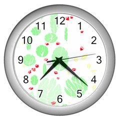 Flowers Art T- Shirtflowers T- Shirt (12) Wall Clock (Silver)