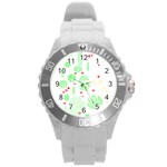 Flowers Art T- Shirtflowers T- Shirt (12) Round Plastic Sport Watch (L) Front