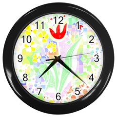 Flowers Art T- Shirtflowers T- Shirt (13) Wall Clock (black) by EnriqueJohnson