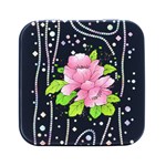 Flowers Art T- Shirtflowers T- Shirt (14) Square Metal Box (Black) Front