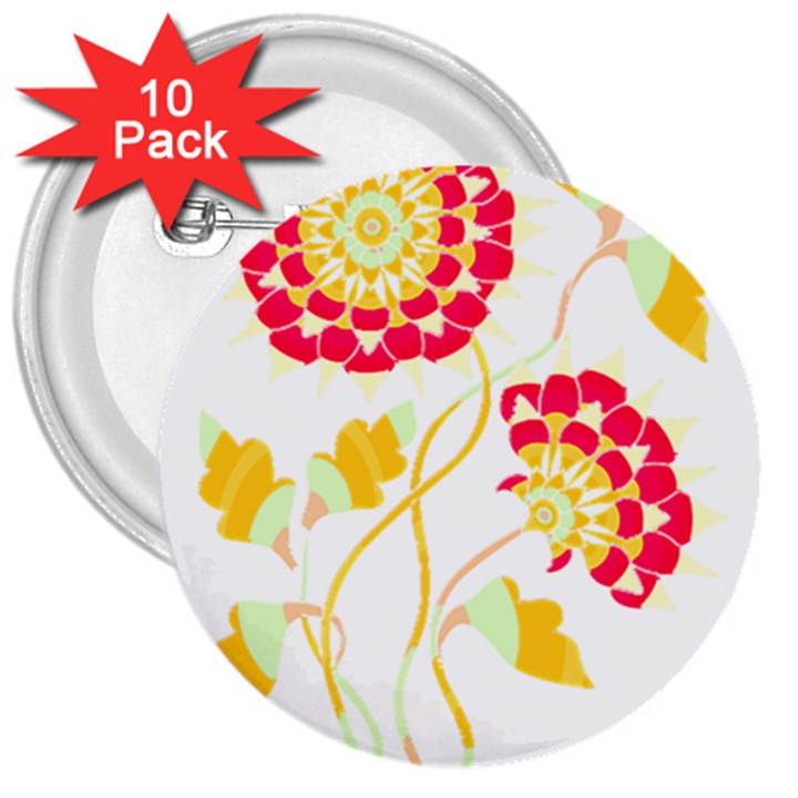 Flowers Art T- Shirtflowers T- Shirt (15) 3  Buttons (10 pack) 