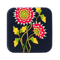 Flowers Art T- Shirtflowers T- Shirt (15) Square Metal Box (black)