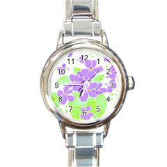 Flowers Art T- Shirtflowers T- Shirt (16) Round Italian Charm Watch by EnriqueJohnson