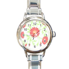 Flowers Art T- Shirtflowers T- Shirt (18) Round Italian Charm Watch by EnriqueJohnson