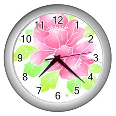 Flowers Art T- Shirtflowers T- Shirt (21) Wall Clock (silver) by EnriqueJohnson