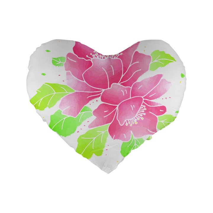 Flowers Art T- Shirtflowers T- Shirt (21) Standard 16  Premium Flano Heart Shape Cushions