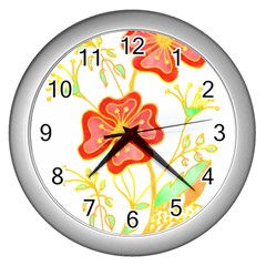 Flowers Art T- Shirtflowers T- Shirt (23) Wall Clock (silver) by EnriqueJohnson