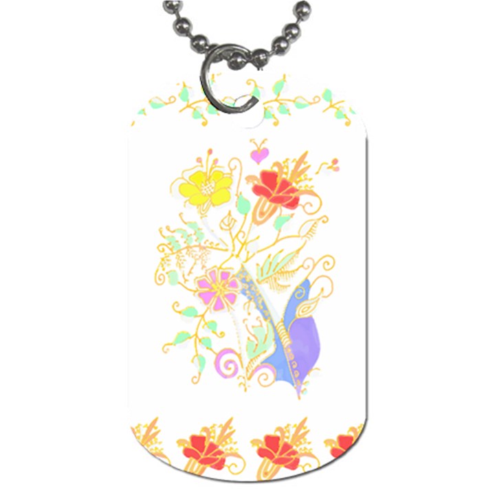 Flowers Art T- Shirtflowers T- Shirt Dog Tag (One Side)