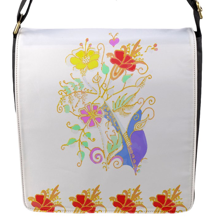 Flowers Art T- Shirtflowers T- Shirt Flap Closure Messenger Bag (S)