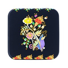 Flowers Art T- Shirtflowers T- Shirt Square Metal Box (black)