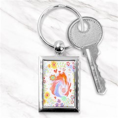 Flowers Blooming T- Shirt Coming Through  T- Shirt Key Chain (rectangle) by EnriqueJohnson