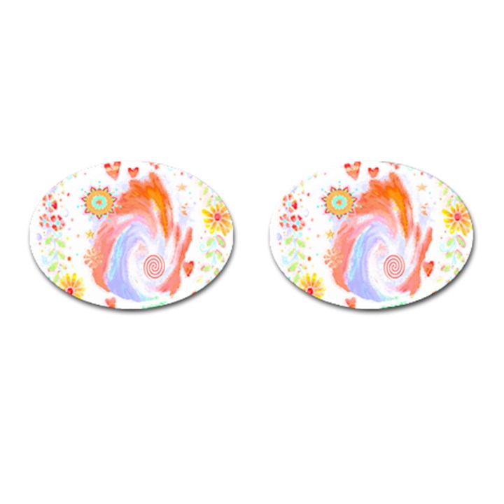 Flowers Blooming T- Shirt Coming Through  T- Shirt Cufflinks (Oval)