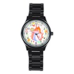 Flowers Blooming T- Shirt Coming Through  T- Shirt Stainless Steel Round Watch Front