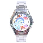 Flowers Illustration T- Shirt Sunshine Blossoms Stainless Steel Analogue Watch Front