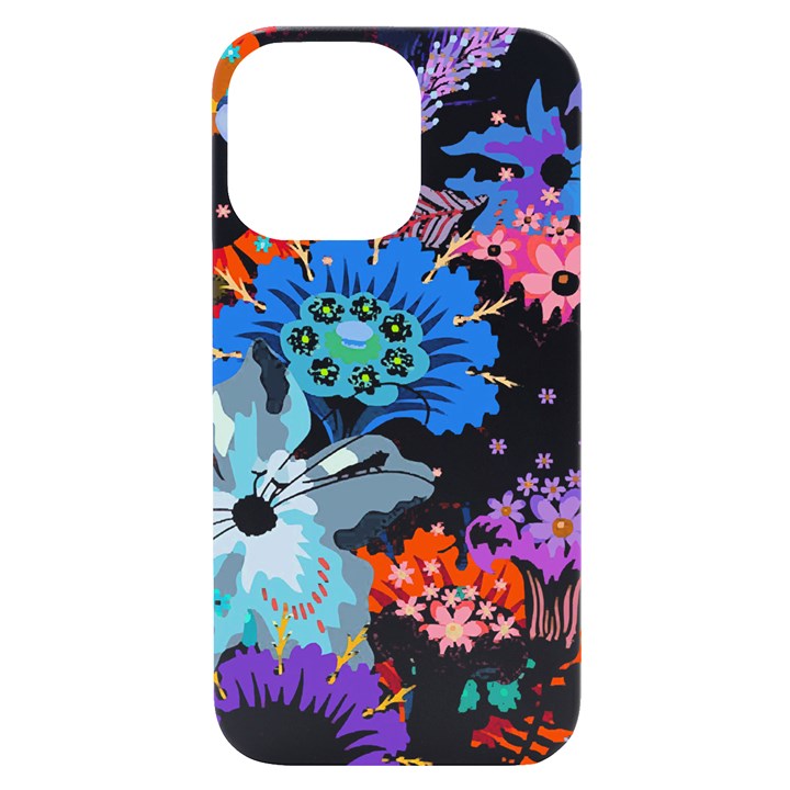 Flowers Illustration T- Shirt Sunshine Blossoms iPhone 14 Pro Max Black UV Print Case