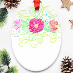 Flowers Illustration T- Shirtflowers T- Shirt (1) Ornament (oval)