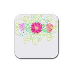 Flowers Illustration T- Shirtflowers T- Shirt (1) Rubber Coaster (square) by EnriqueJohnson