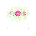 Flowers Illustration T- Shirtflowers T- Shirt (1) Square Magnet Front