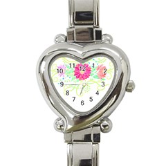 Flowers Illustration T- Shirtflowers T- Shirt (1) Heart Italian Charm Watch by EnriqueJohnson