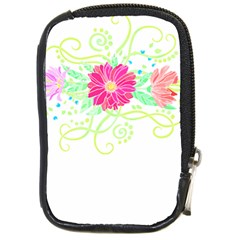 Flowers Illustration T- Shirtflowers T- Shirt (1) Compact Camera Leather Case by EnriqueJohnson