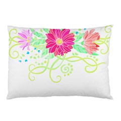 Flowers Illustration T- Shirtflowers T- Shirt (1) Pillow Case (two Sides) by EnriqueJohnson