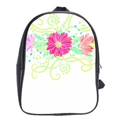 Flowers Illustration T- Shirtflowers T- Shirt (1) School Bag (xl) by EnriqueJohnson