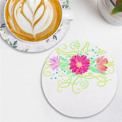 Flowers Illustration T- Shirtflowers T- Shirt (1) Uv Print Round Tile Coaster by EnriqueJohnson