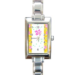 Flowers Illustration T- Shirtflowers T- Shirt (2) Rectangle Italian Charm Watch by EnriqueJohnson