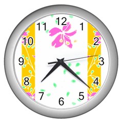 Flowers Illustration T- Shirtflowers T- Shirt (2) Wall Clock (silver) by EnriqueJohnson