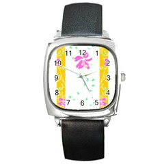 Flowers Illustration T- Shirtflowers T- Shirt (2) Square Metal Watch by EnriqueJohnson